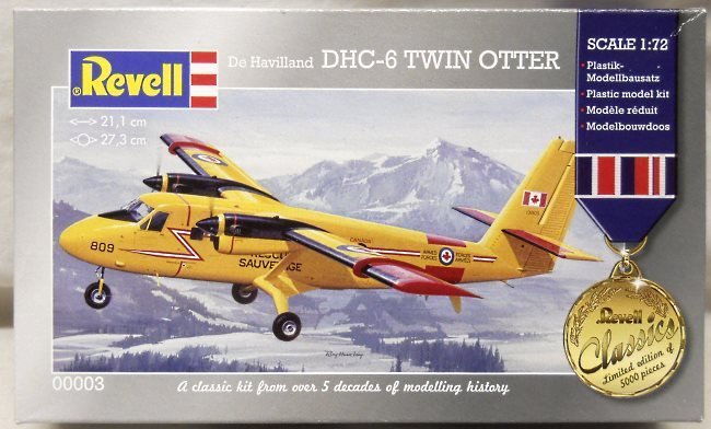 Revell 1/72 DH-6C Twin Otter Floats or Gear - RCAF 440th Sq Alberta 1981 or Aurigny Air Service Ltd Channel Islands 1982, 00003 plastic model kit